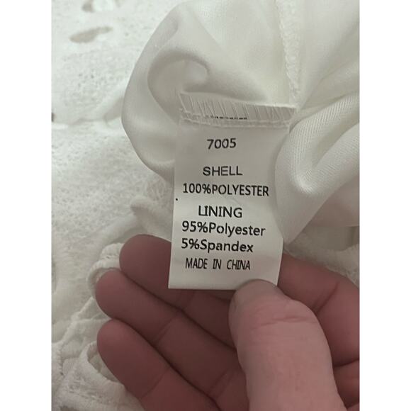 PrettyGarden S cottagecore White Lace Off Shoulder Mini Dress Floral Cutout - Picture 8 of 9